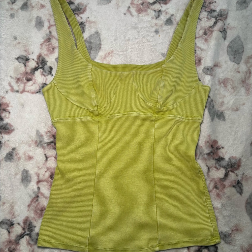 We The Free Light Green Ribbed Tank Top